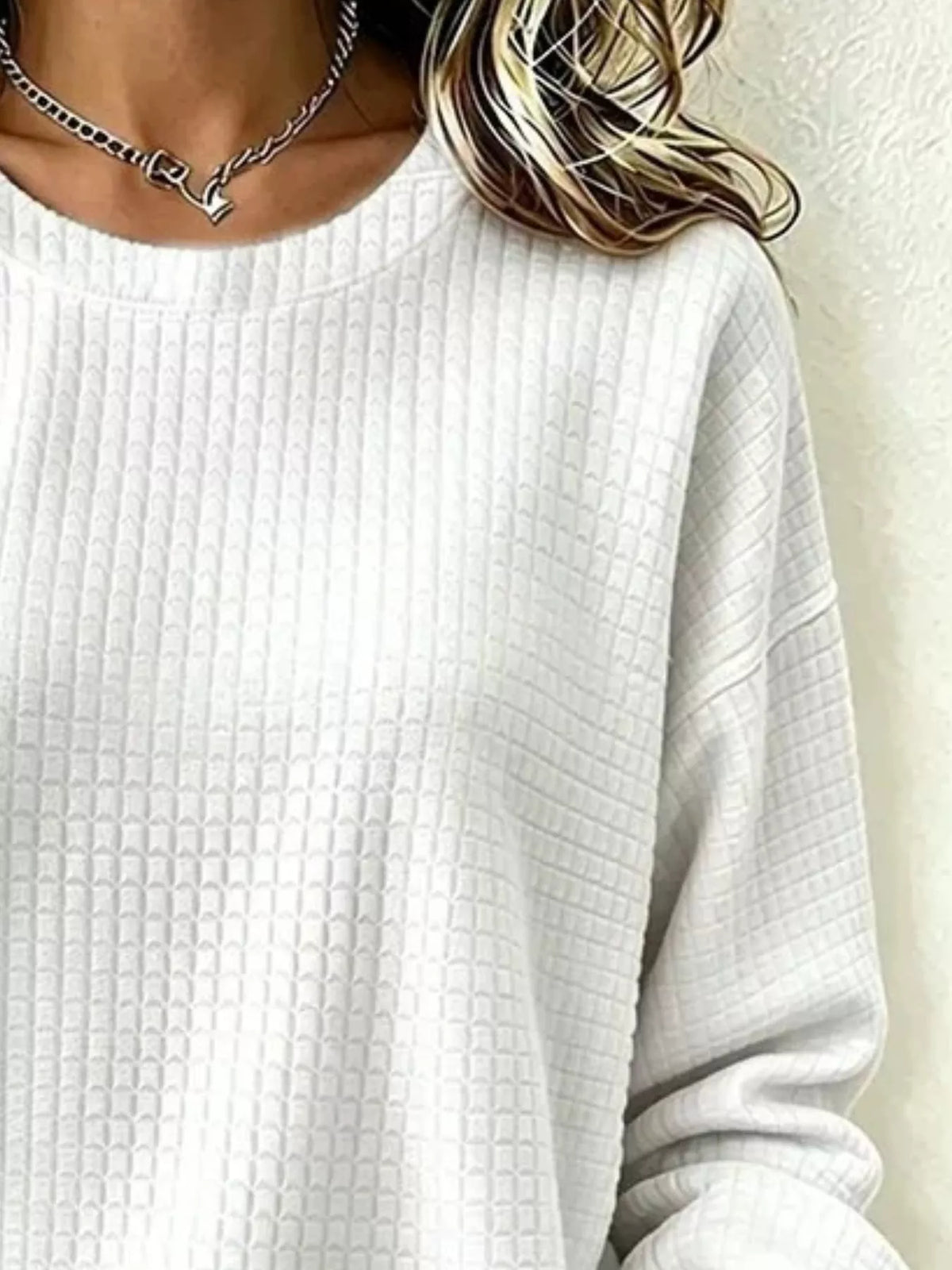 Alfrida våffelstickad sweatshirt