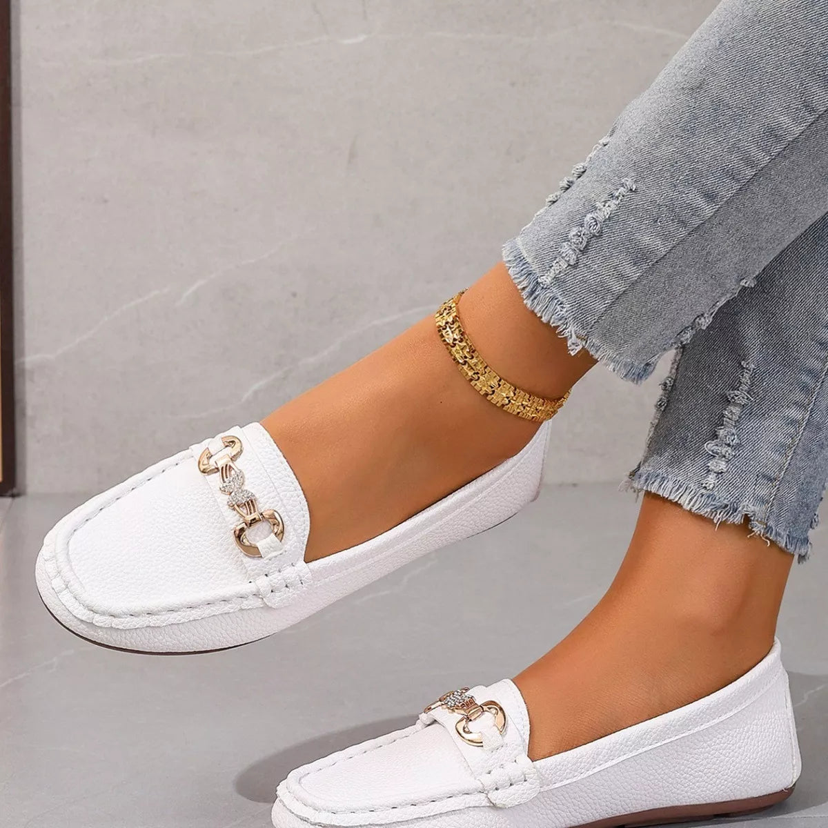 Michelle slip-ons i läderlook, vit