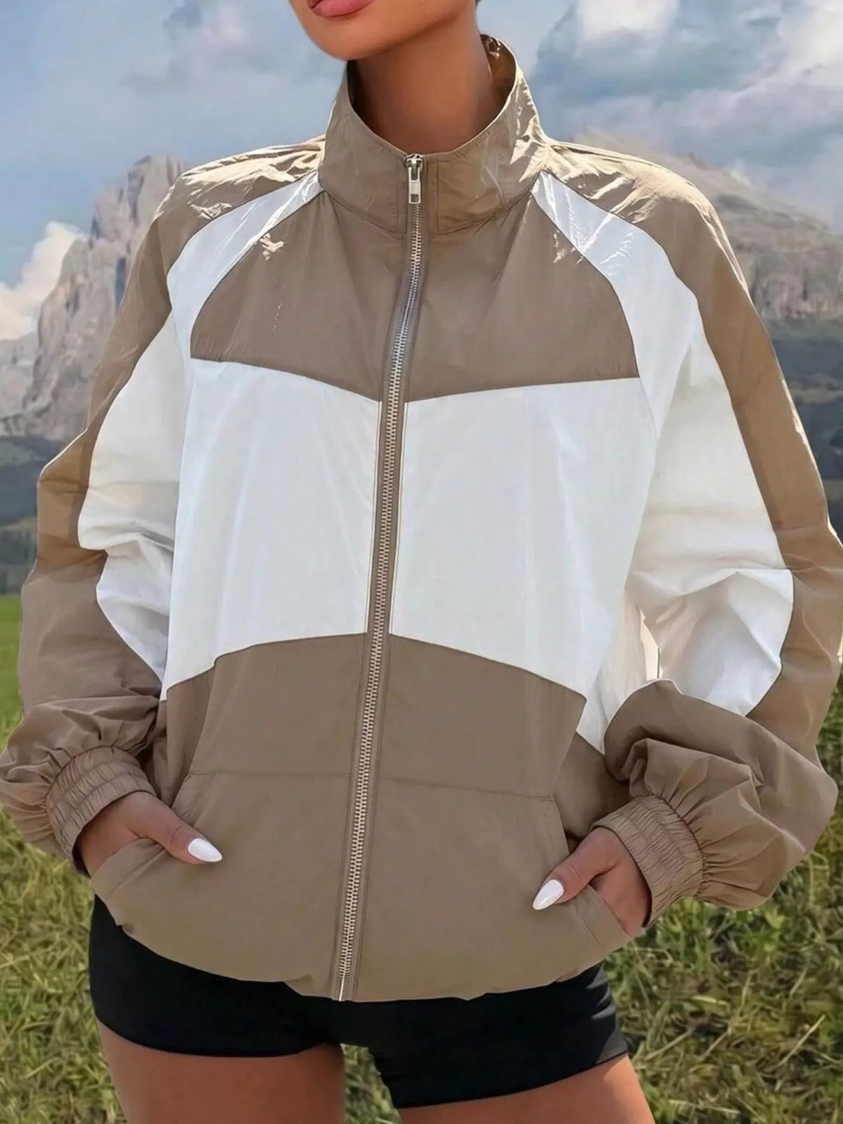 Rosita jacka med färgblock, khaki