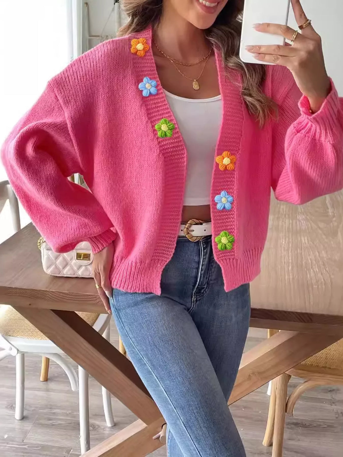 Mätta blommig cardigan