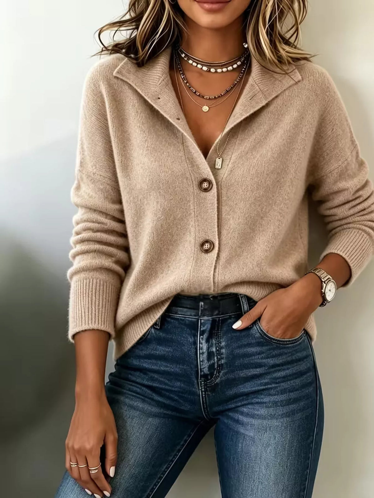 Maddie knäppt cardigan, khaki
