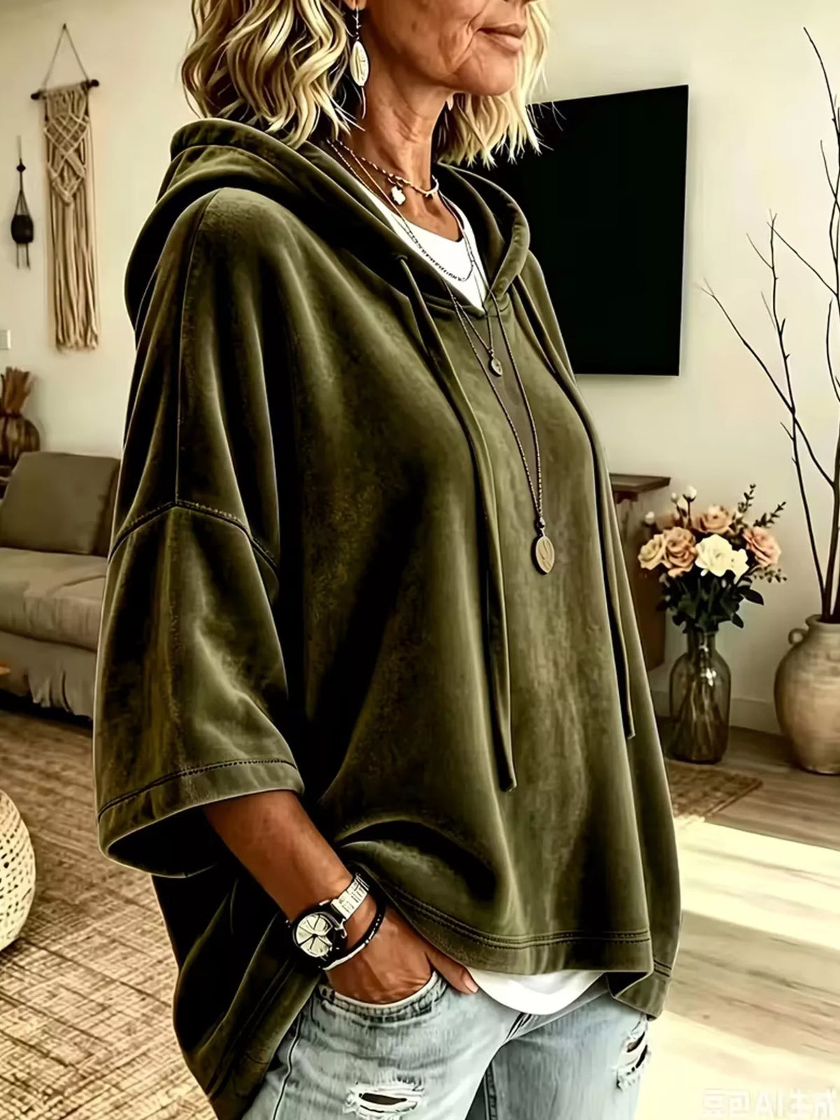 Agnes hoodie i sammet