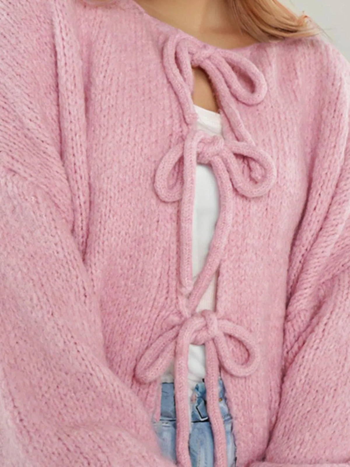 Kinga cardigan med rosett