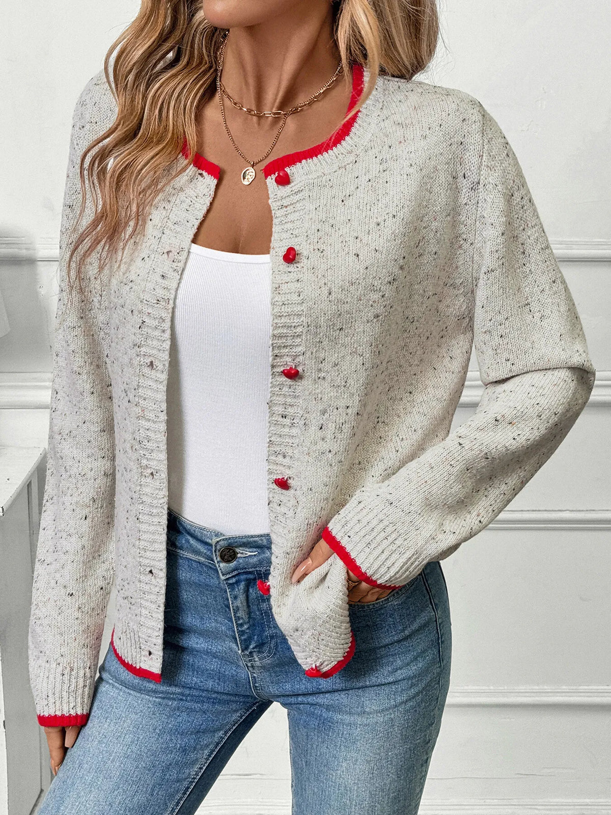 Loredana ribbstickad cardigan