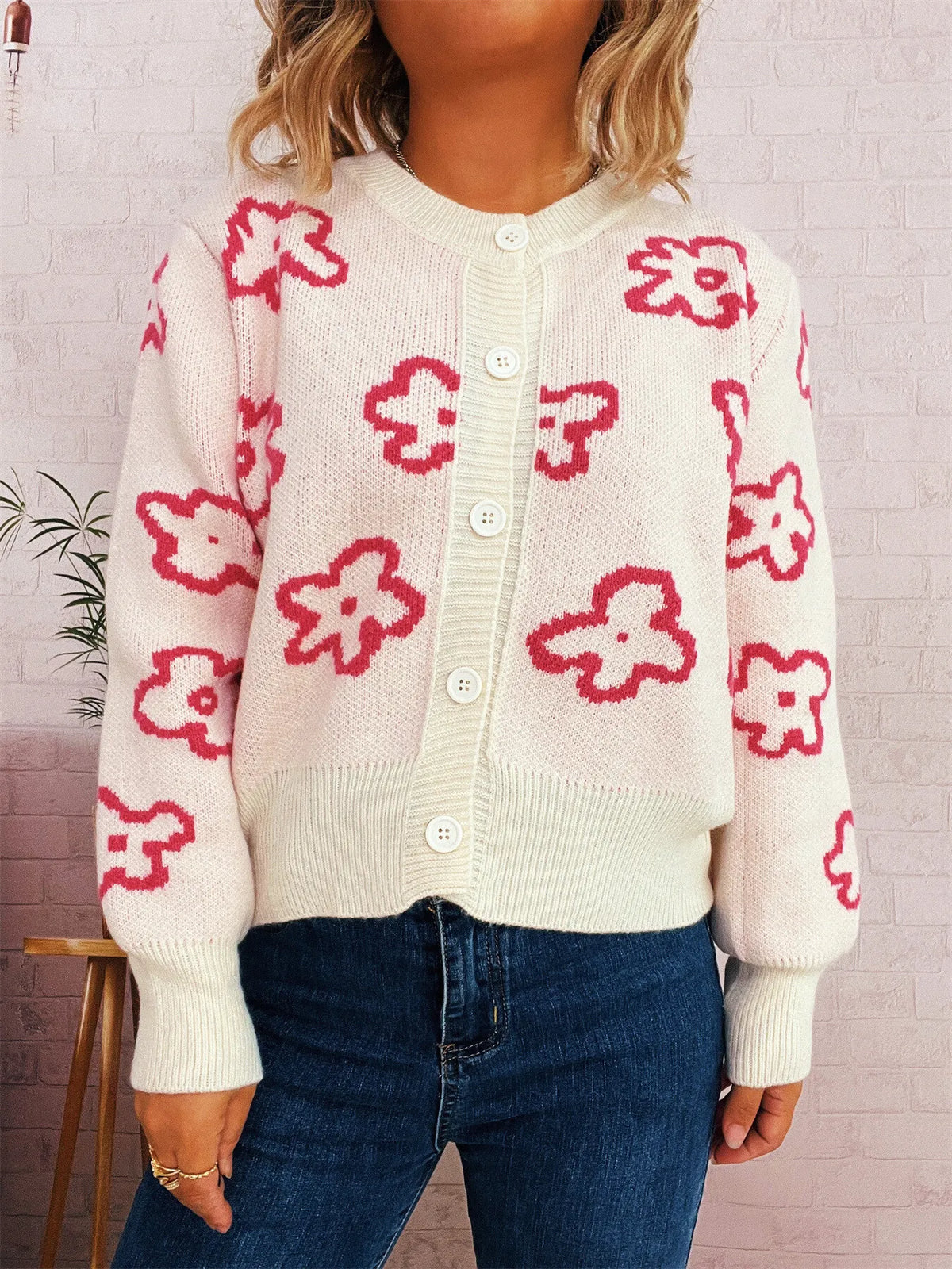 Megan blommig cardigan