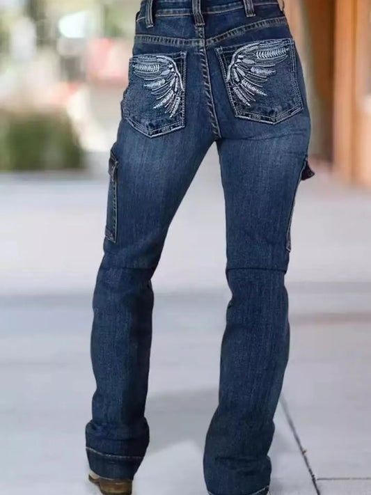 Kristin cargobyxor i denim
