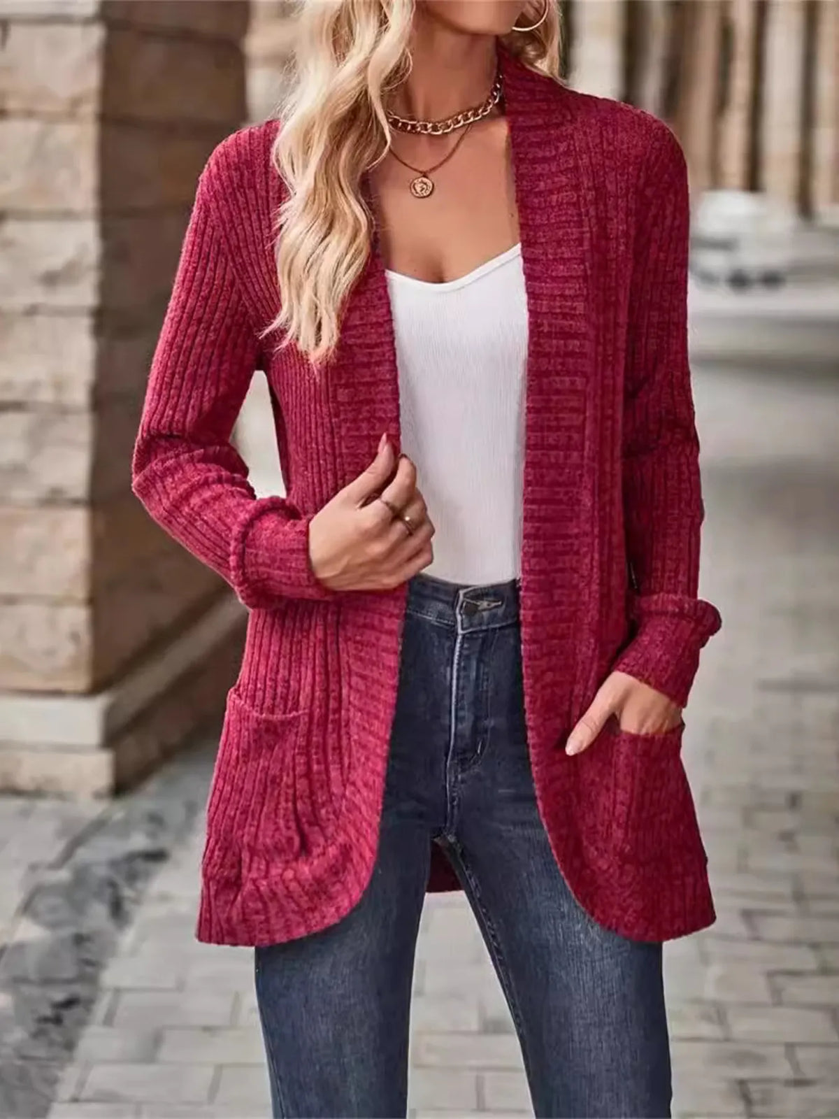Cassie ribbstickad cardigan
