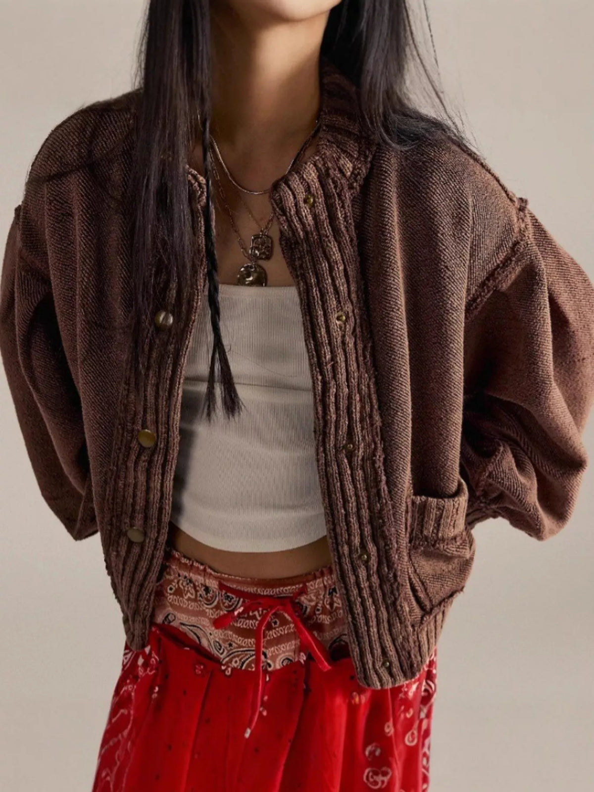 Urd oversize cardigan, brun