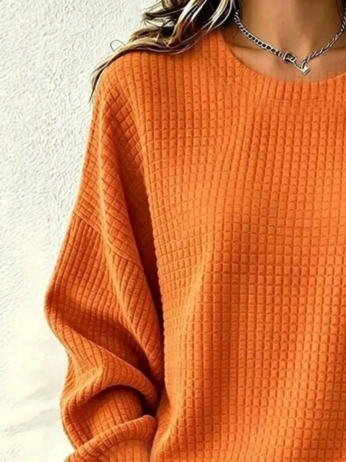 Alfrida våffelstickad sweatshirt