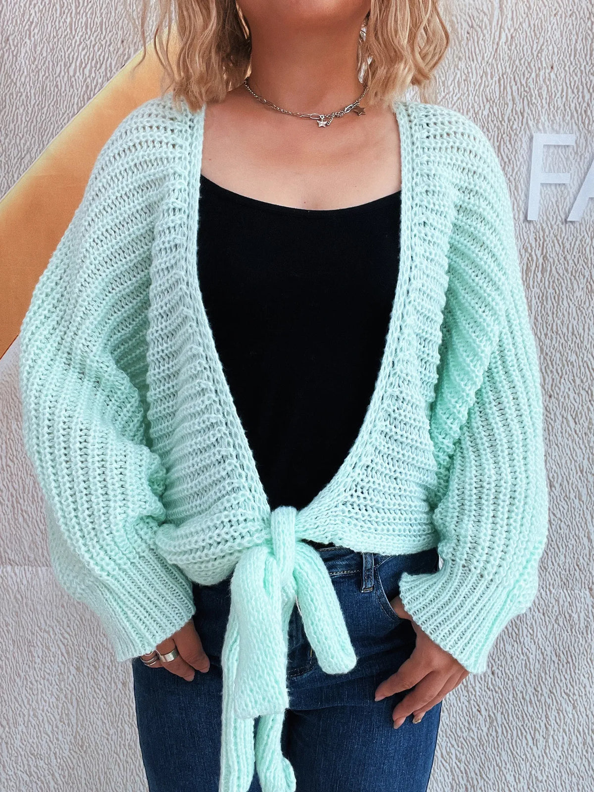 Josette croppad cardigan, grön