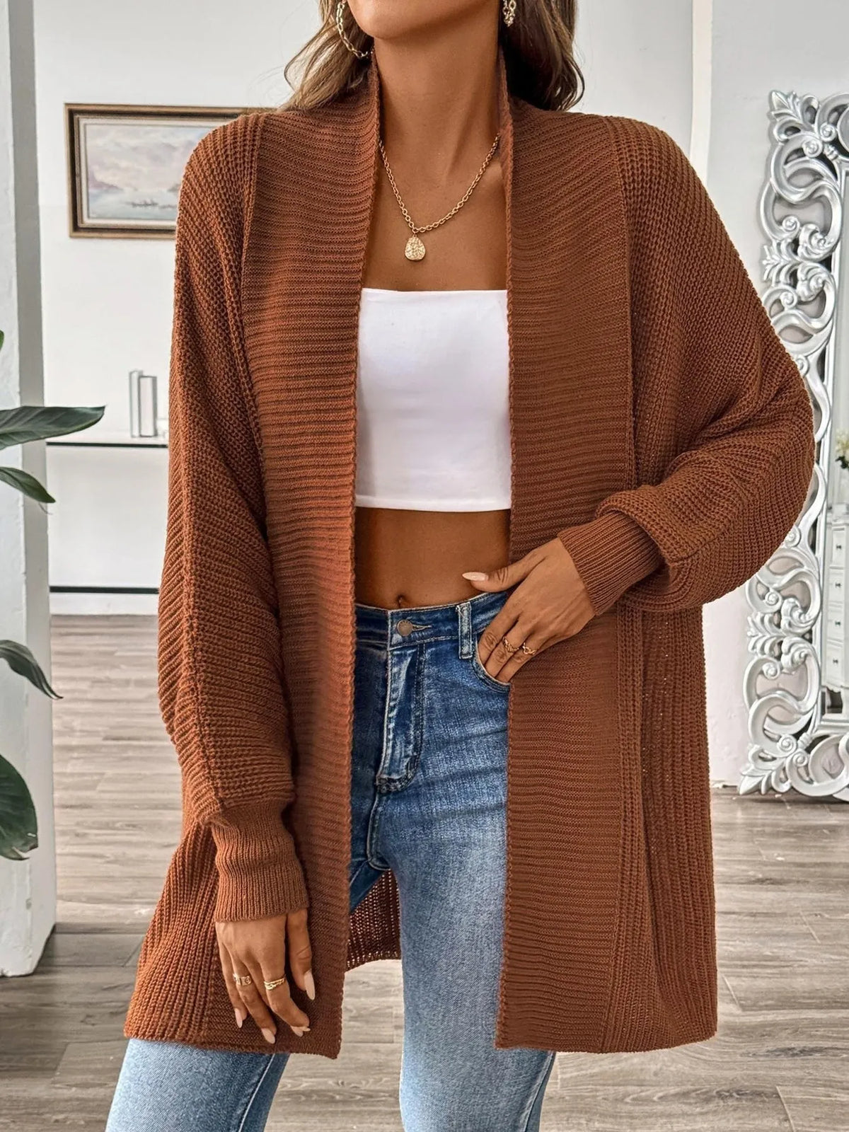 Dorina oversize cardigan, brun